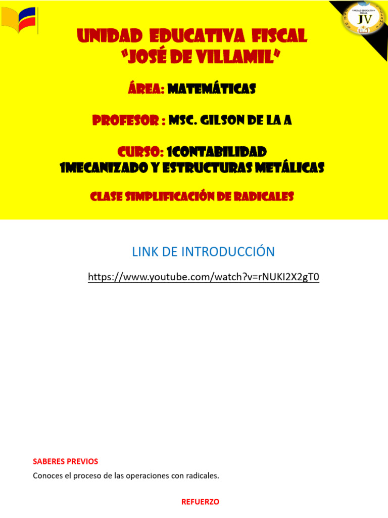 Matematicas Simplificacion De Radicales 1bachillerato Pdf