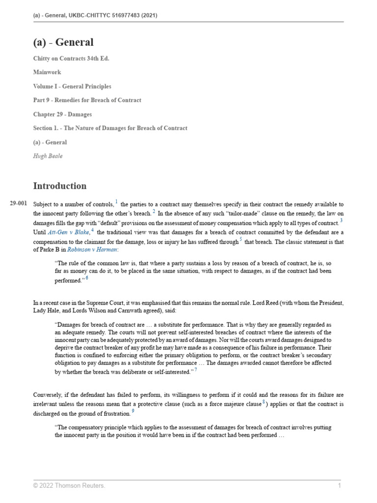 Remedies for Breach of Contract | PDF | Damages | Legal Liability