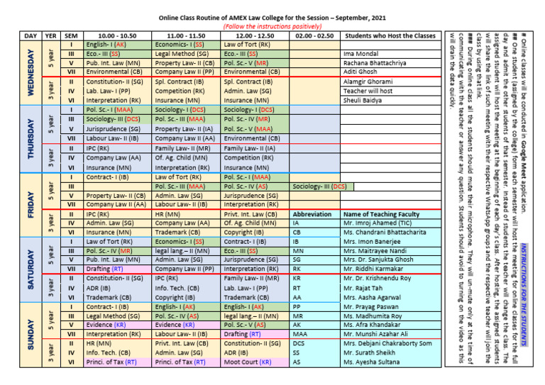 Online Class Routine of Sept. 2021 New | PDF | Applied Ethics | Civil ...