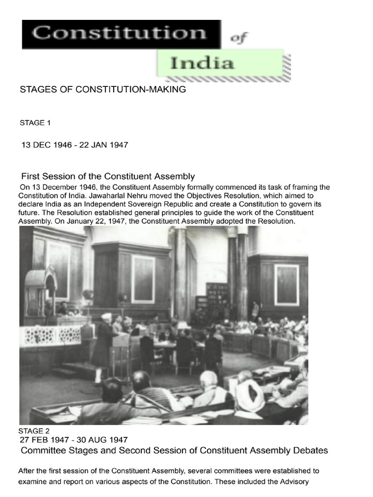 (Addlitional) Stages of Constitution Making - Constitution of India | PDF