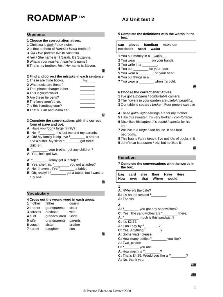 Unit test 2 word pdf