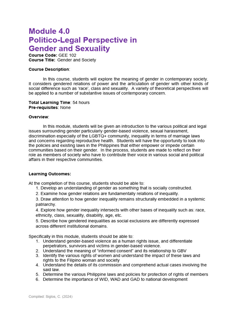 Gender and Sexuality: Legal Perspectives | PDF | Sexual Harassment ...