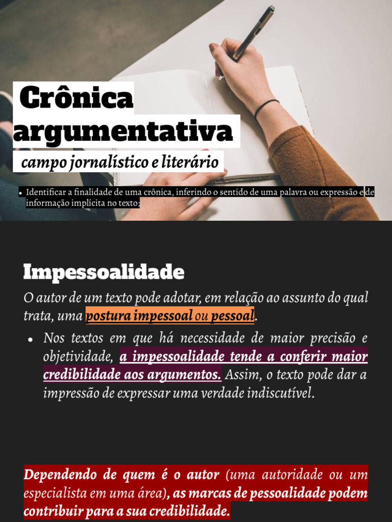 Crônica Argumentativa: Estruturas e Estratégias | PDF | Assunto (gramática)