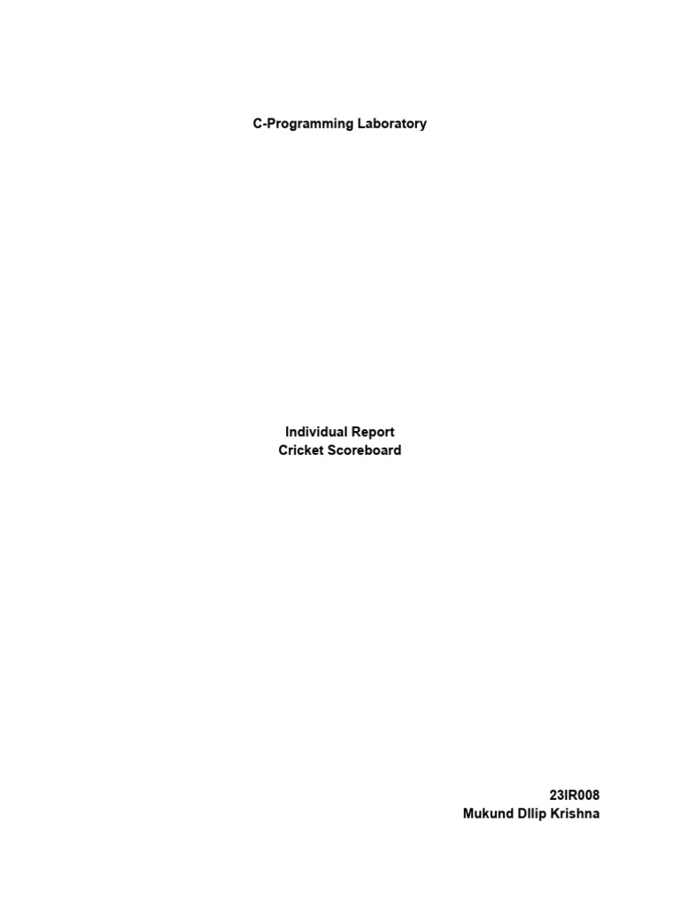 Cricket Scoreboard in C Programming | PDF | Computer Engineering ...