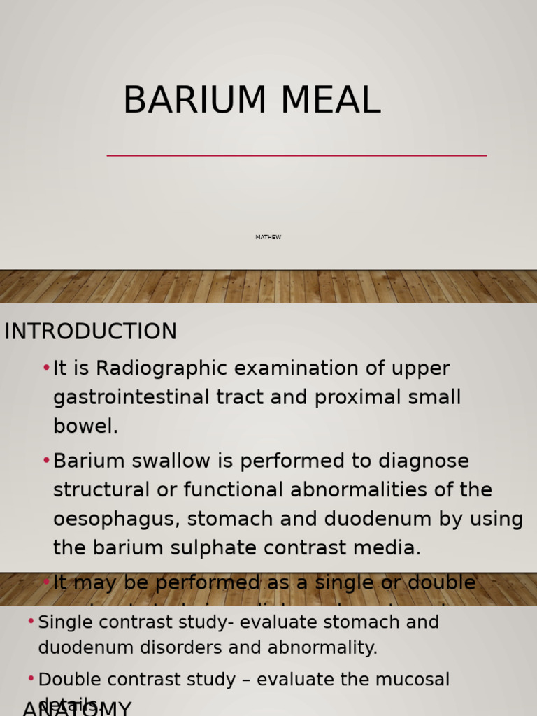 Barium Meal Procedure Overview | PDF | Stomach | Digestive Diseases