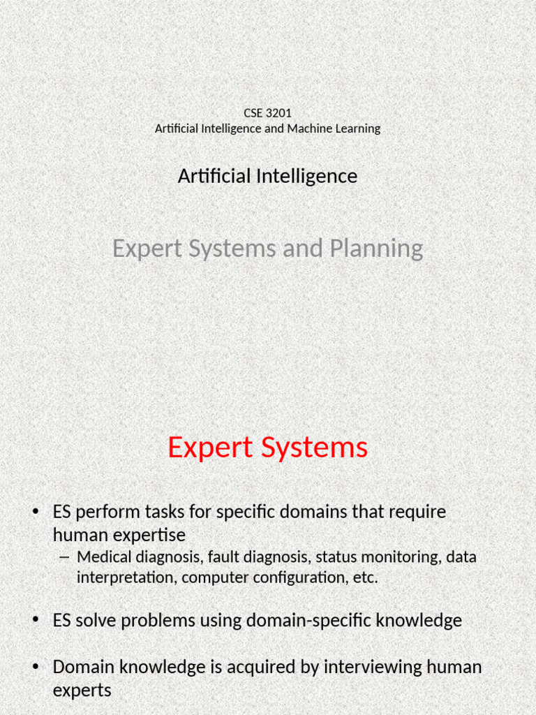 L6 Expert Systems and Planning | PDF | Artificial Intelligence ...