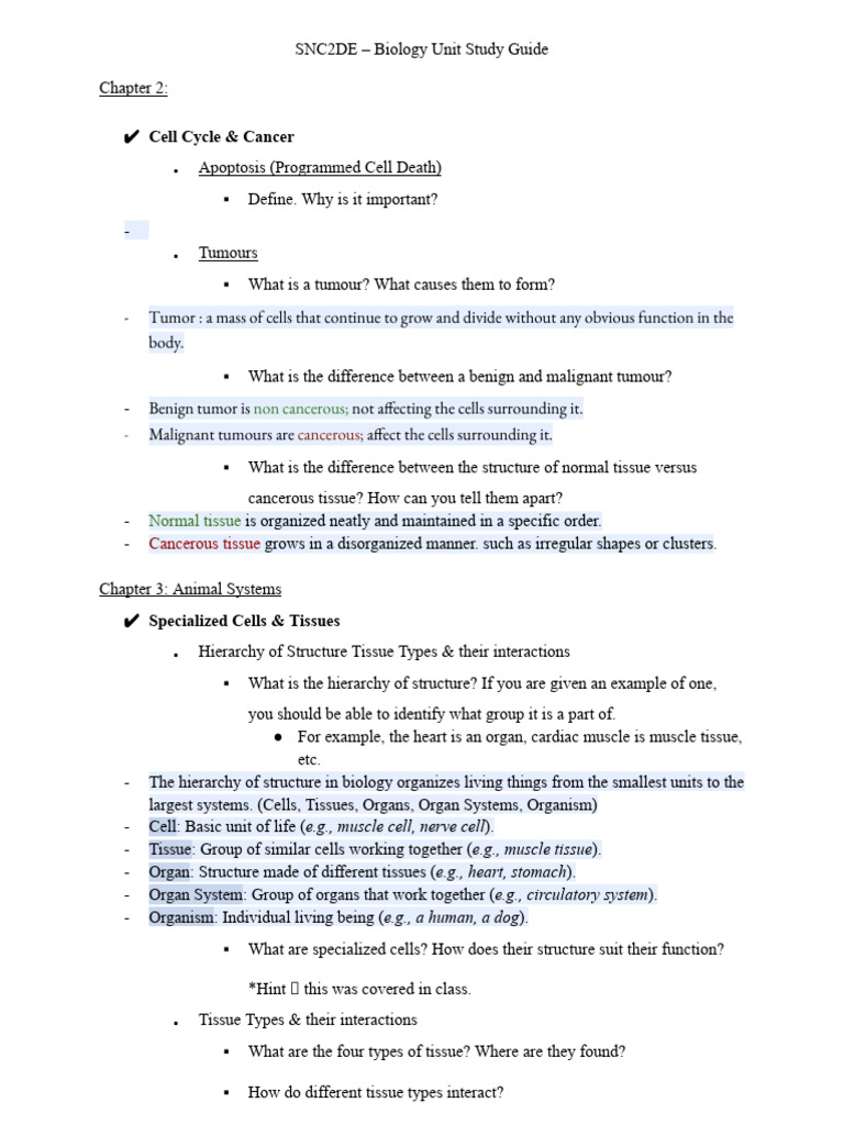 SNC2D Study Guide BIO Grade 10 Quiz SP | PDF | Human Body | Respiratory ...
