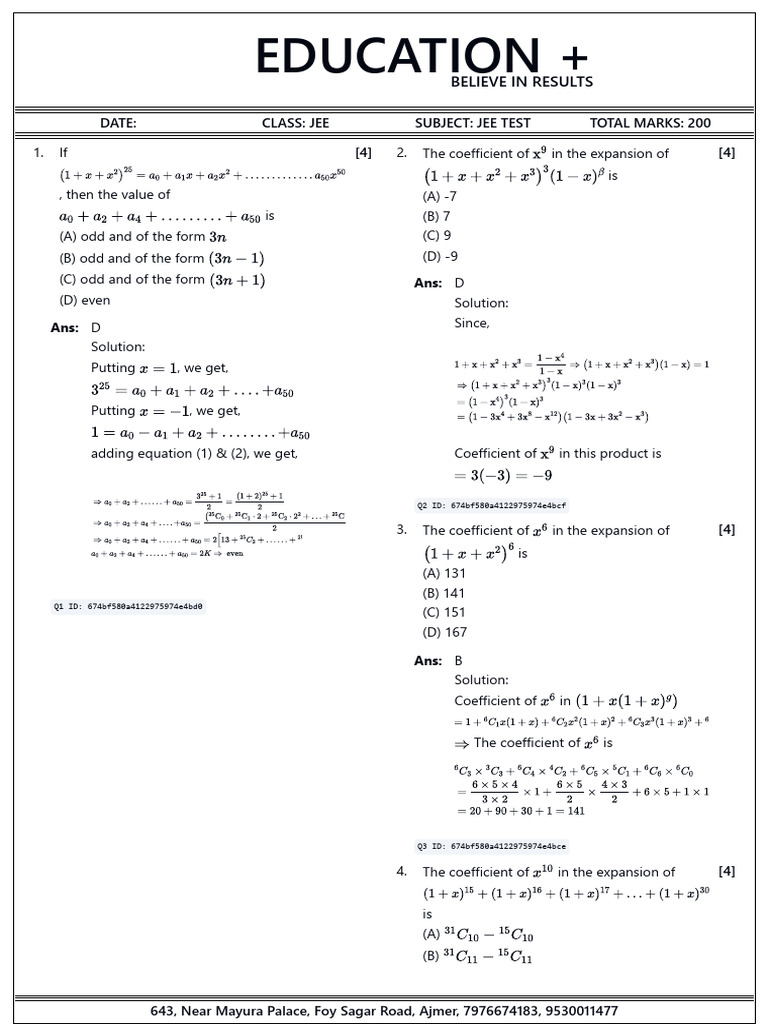 2026 Jee 1 Dec Test Answer Key TC | PDF | Intermolecular Force ...