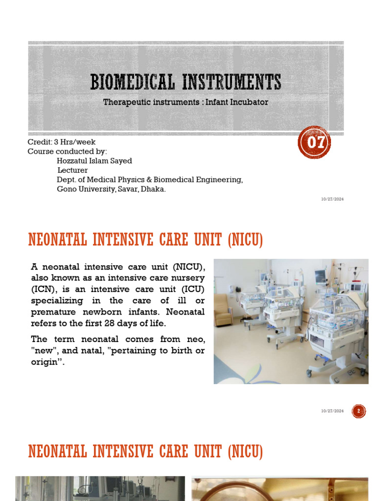 BME 4103 (Lec-7) | PDF | Neonatal Intensive Care Unit | Preterm Birth