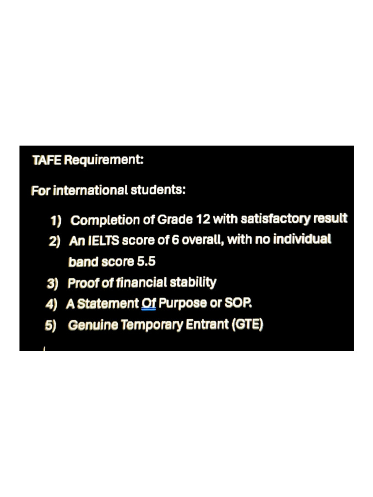 TAFE Requirement | PDF