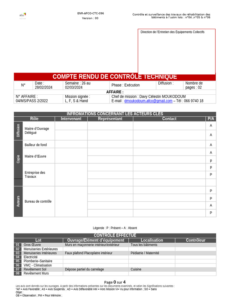 Contrôle technique réhabilitation USTM | PDF | Génie du bâtiment