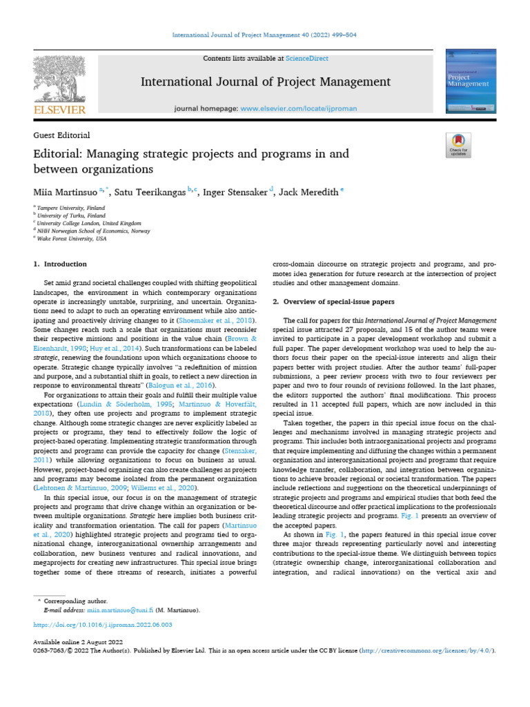 Managing Strategic Projects and Programs | PDF | Mergers And ...