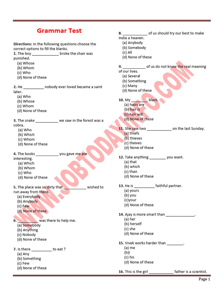 English Grammar Workbook for Exams | PDF