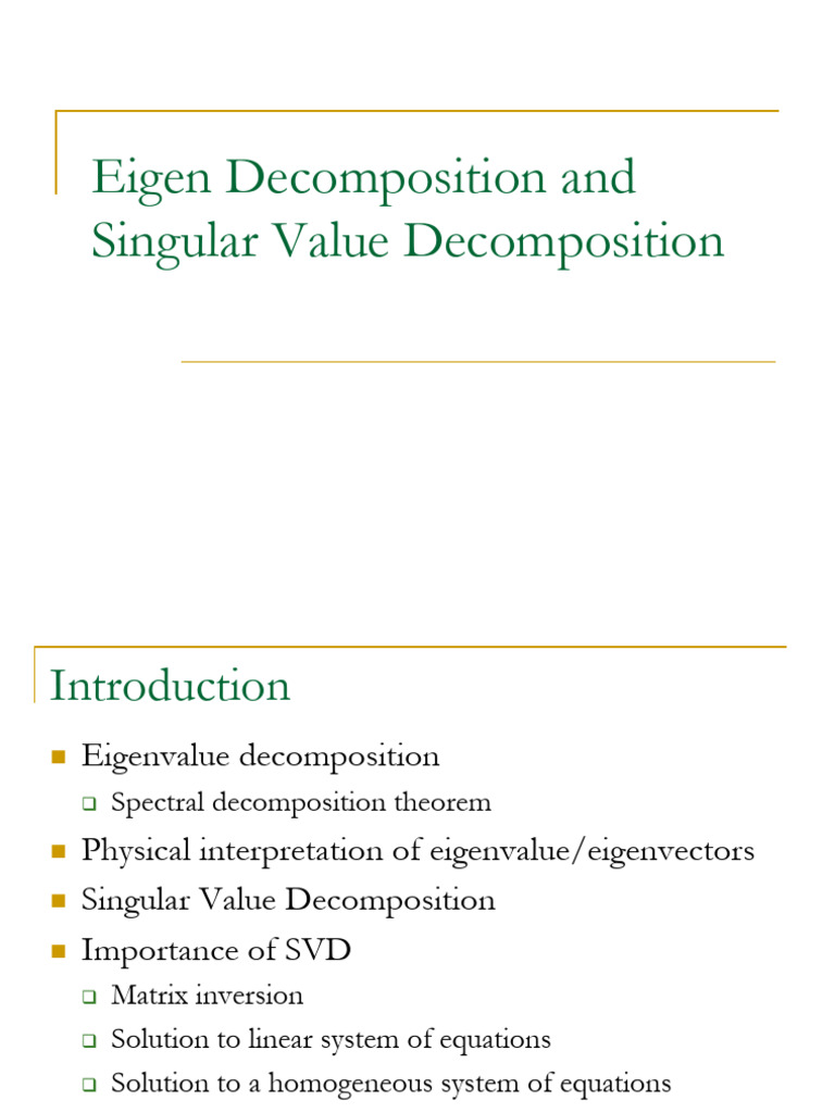 Eigen and Singular Value Decomposition | PDF | Eigenvalues And ...
