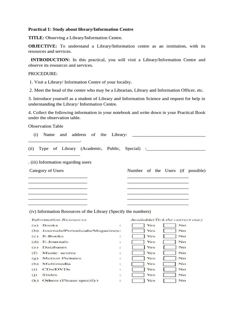 Library Observation Study Guide | PDF | Libraries | Information Science