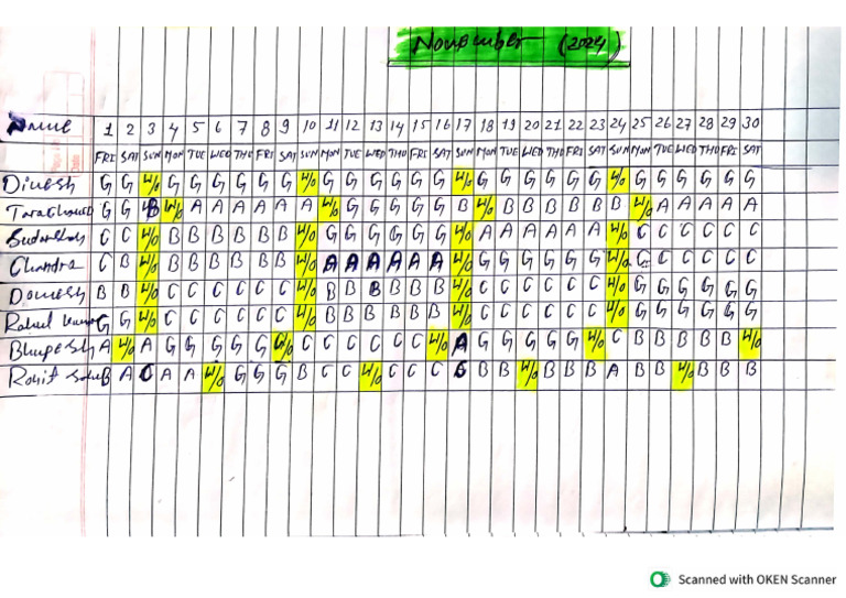 November (2024) Shift Schedule | PDF