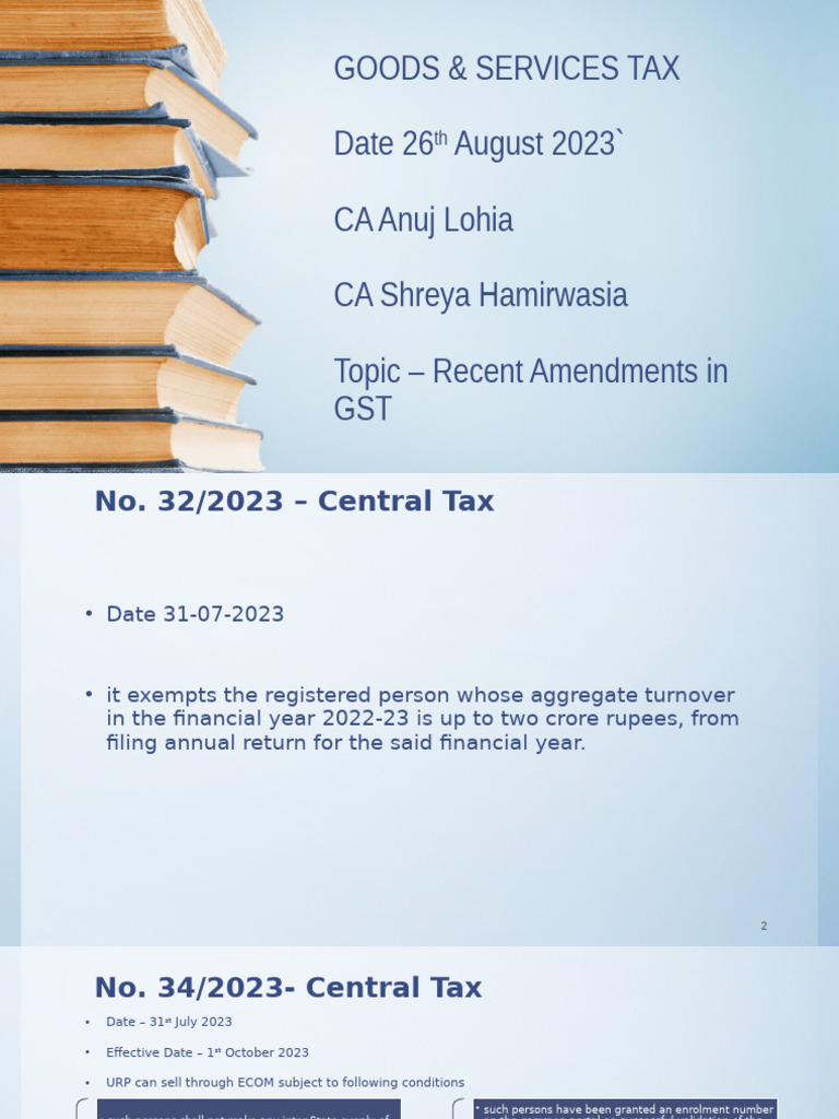 Recent GST Amendments Overview | PDF | Value Added Tax | Taxes