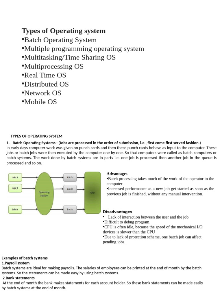Breif Introduction on Types of Operating System | PDF | Operating ...