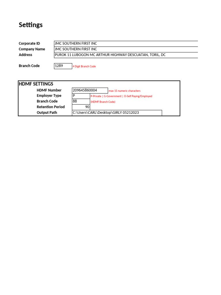 JMC Southern First Inc. HDMF Settings | PDF