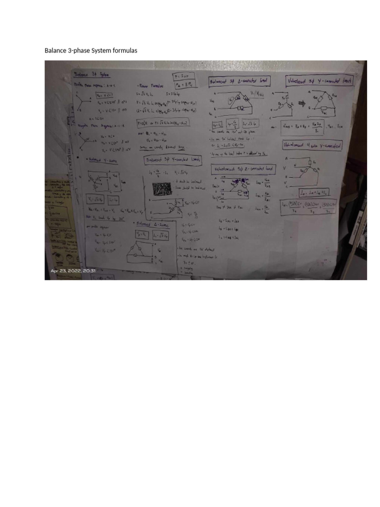 3-Phase System Balance Formulas | PDF