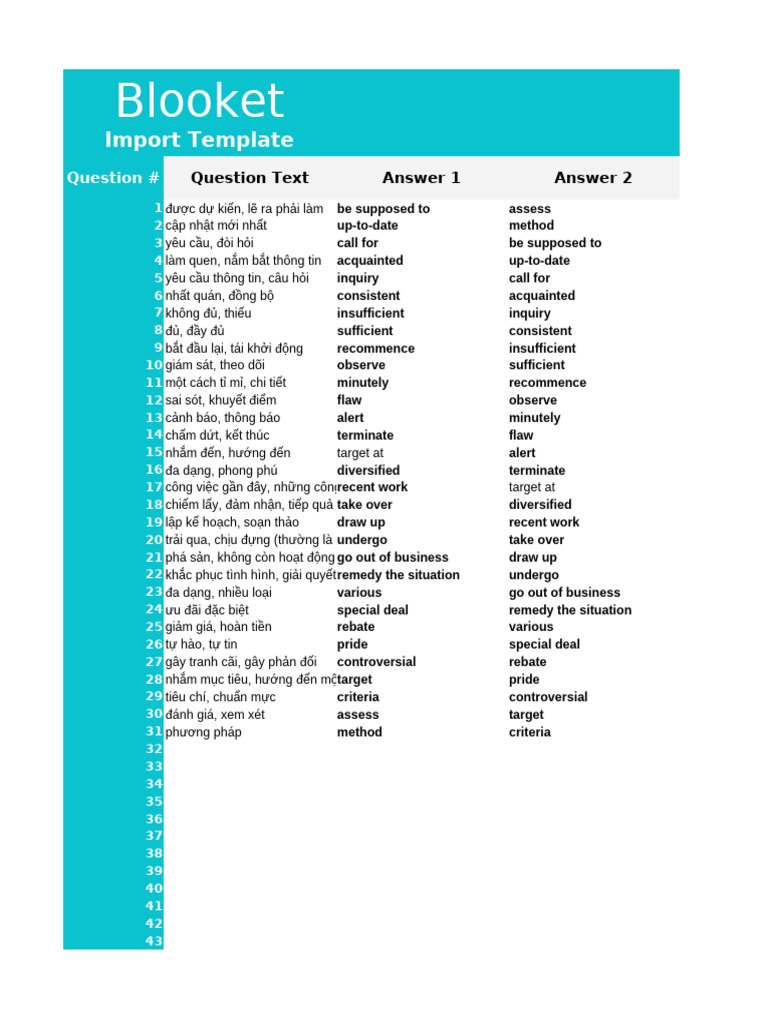 Blooket Spreadsheet Import Template-CRBqcEp3 | PDF