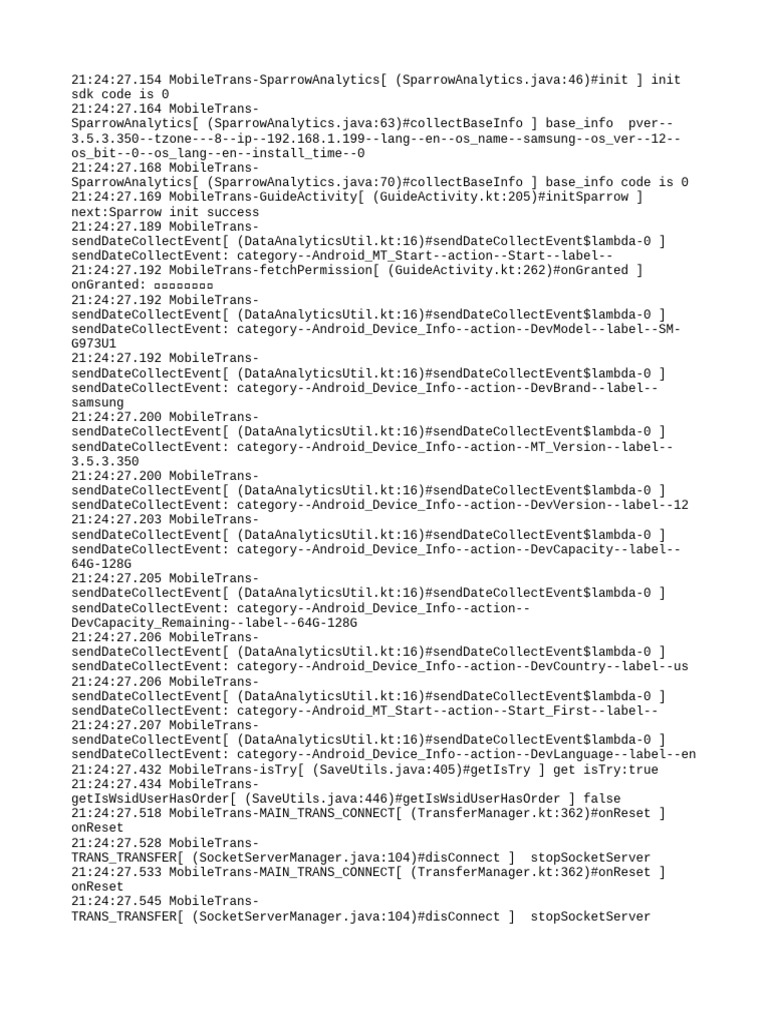 MobileTrans Analytics Log Details | PDF | Internet Protocols | Computer ...