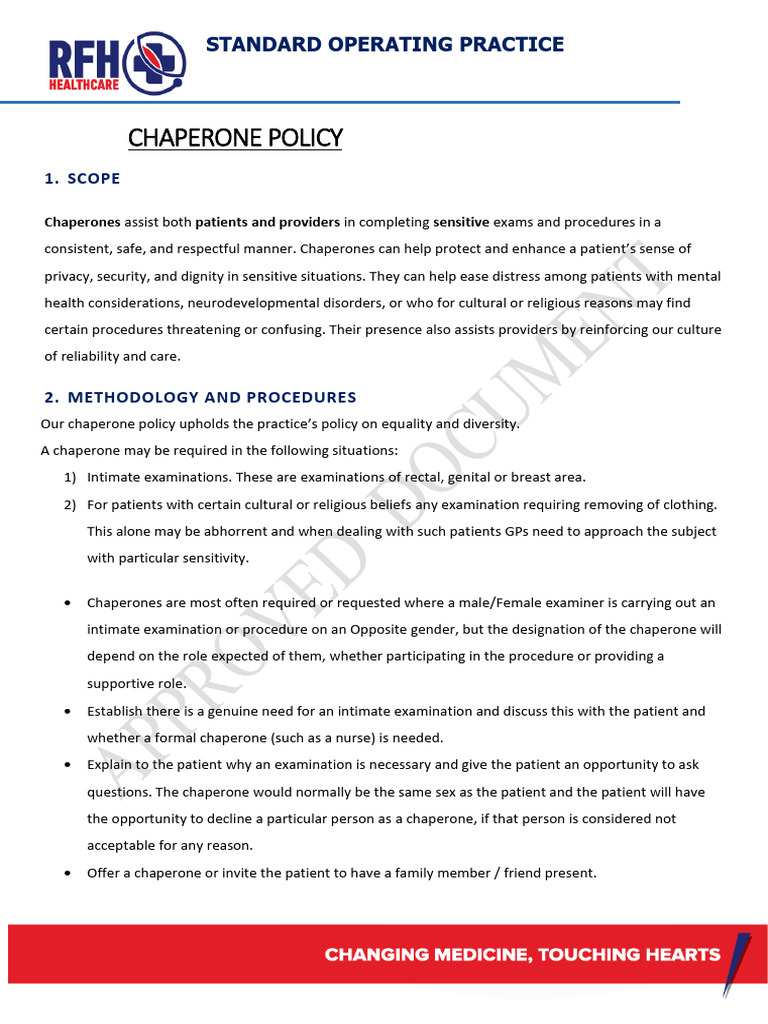 Chaperone Policy for Intimate Exams | PDF | Patient | Medicine