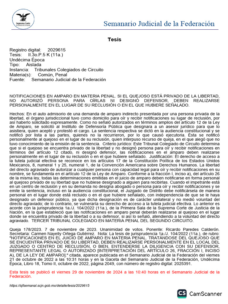Tesis 2029615 | PDF | Caso de ley | Sentencia (ley)