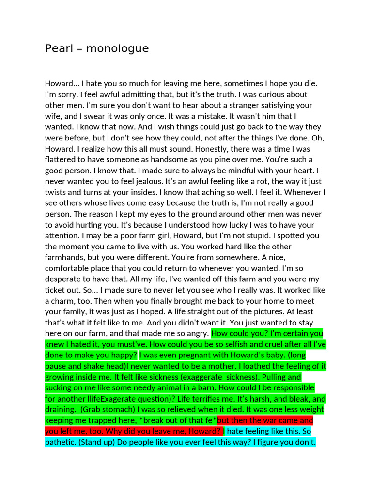 Emotional Monologue of Regret and Despair | PDF