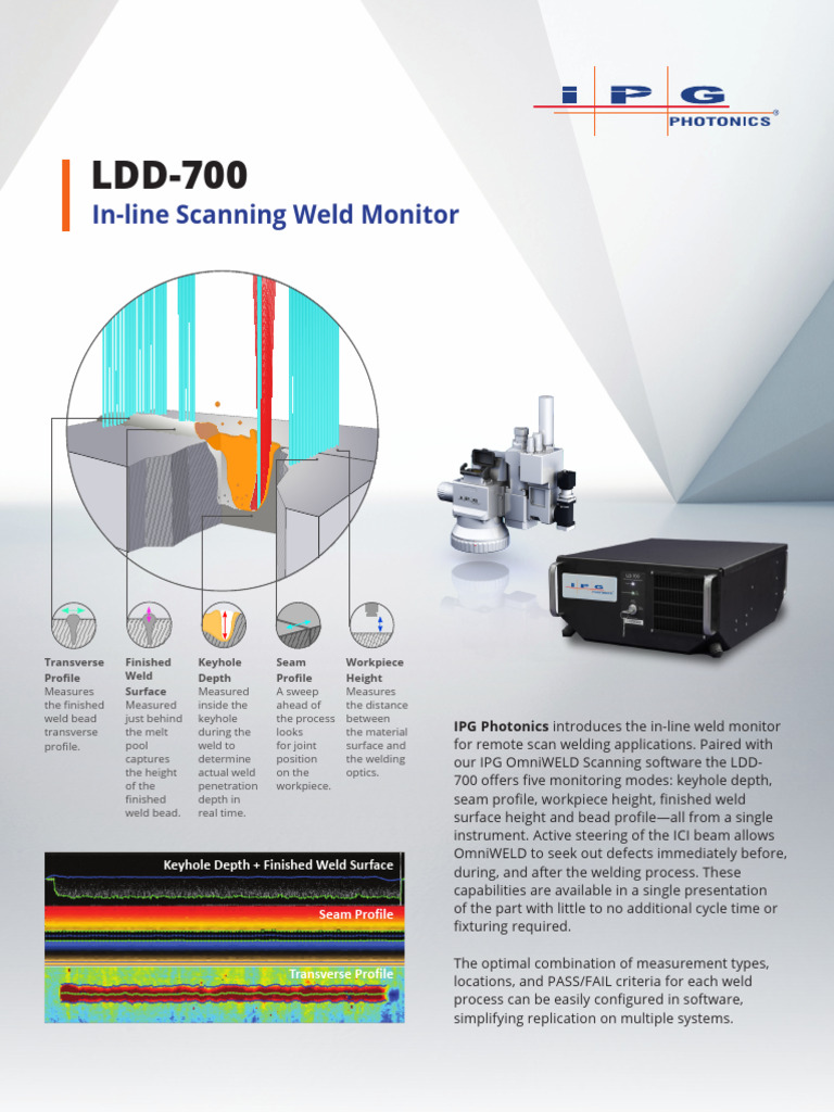 LDD-700 In-Line Weld Monitor Overview | PDF | Welding | Construction