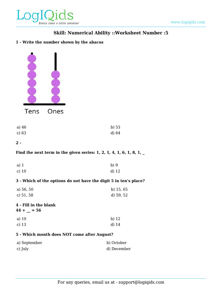 Numerical Ability Worksheet 5 | PDF