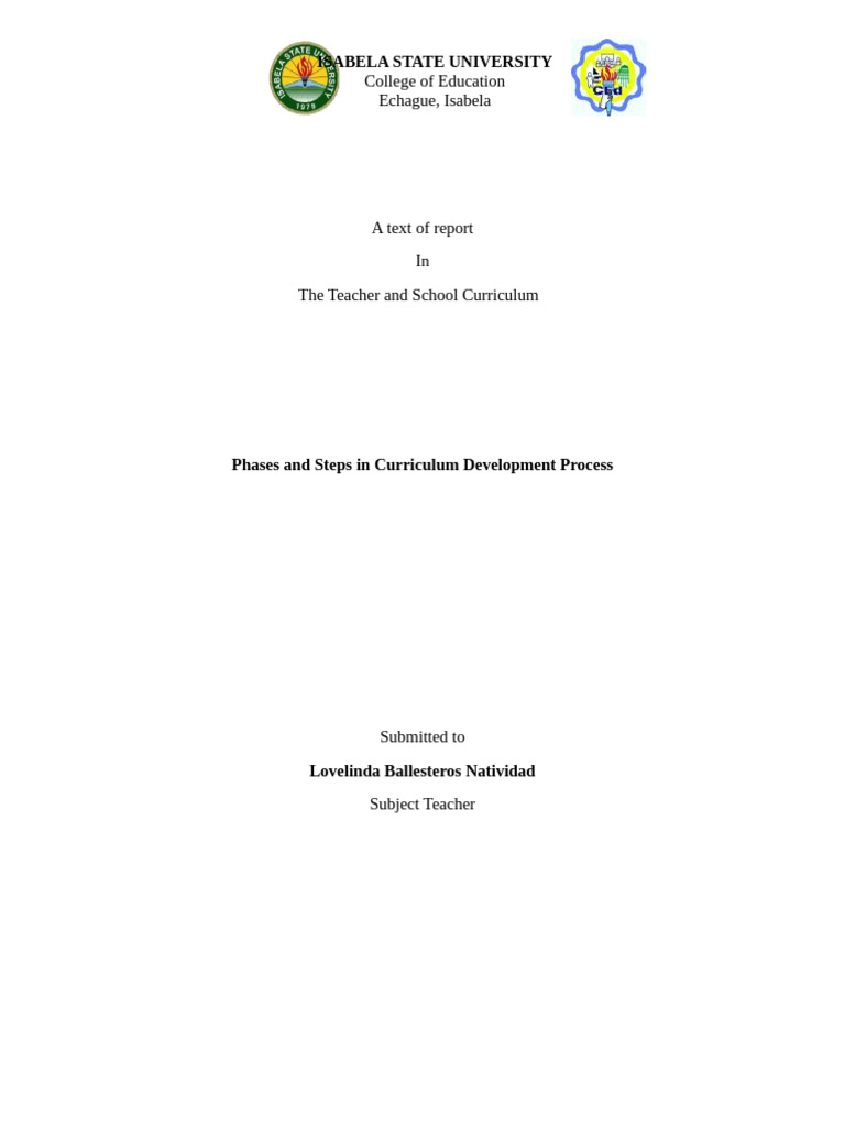 G4 Phases of Curriculum Tor | PDF | Curriculum | Educational Assessment