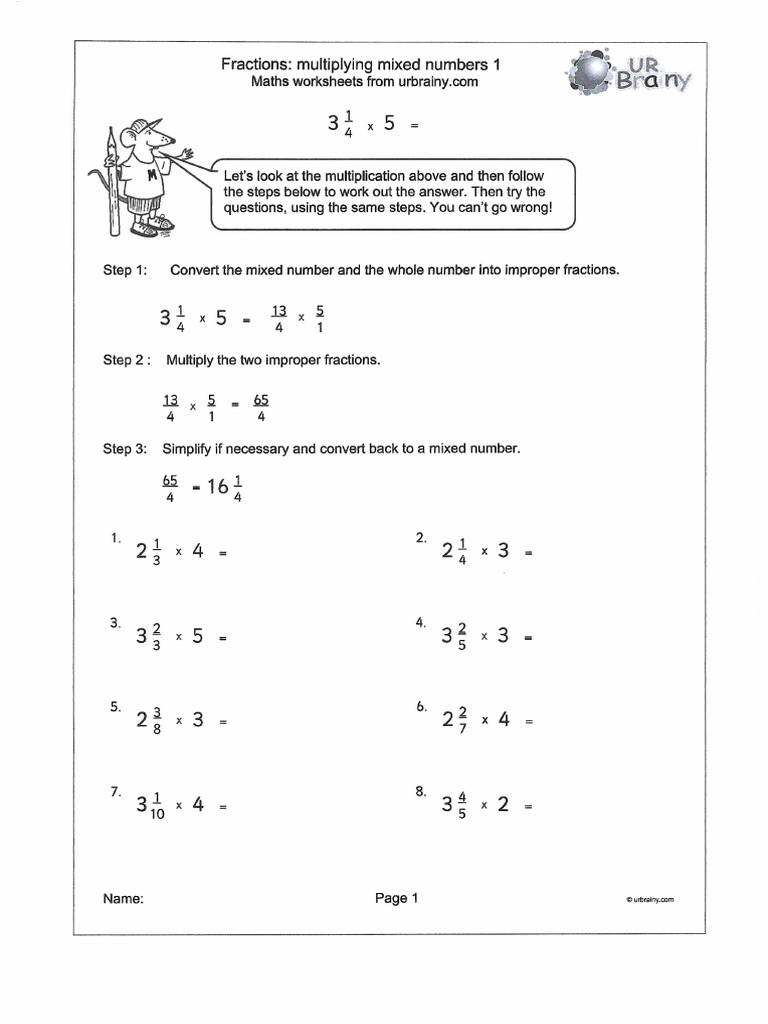 Multiplying Mixed Numbers | PDF