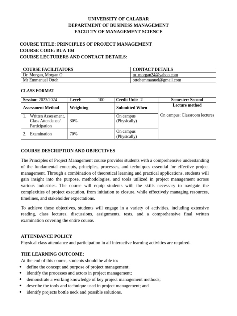 Principles of Project Management Course | PDF | Project Management ...