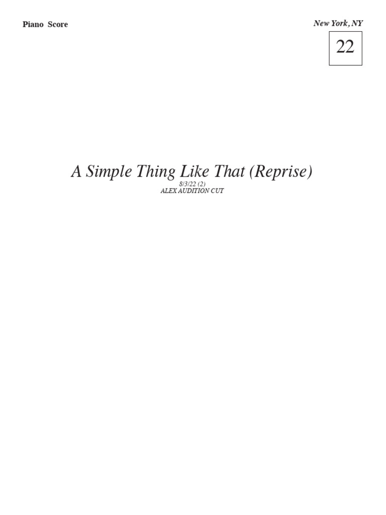 A Simple Thing LIke That Reprise Alex Audition Cut | PDF