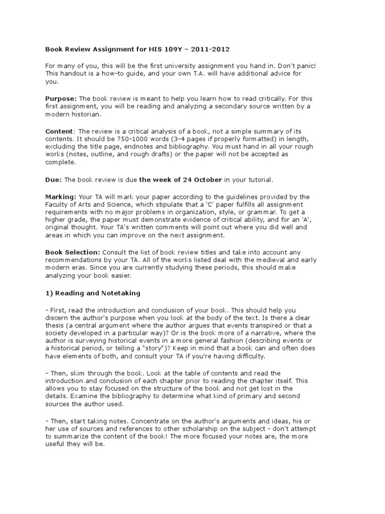 Book review examples college level picture