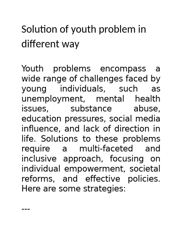 Solutions for Youth Challenges Today | PDF | Drug Rehabilitation ...