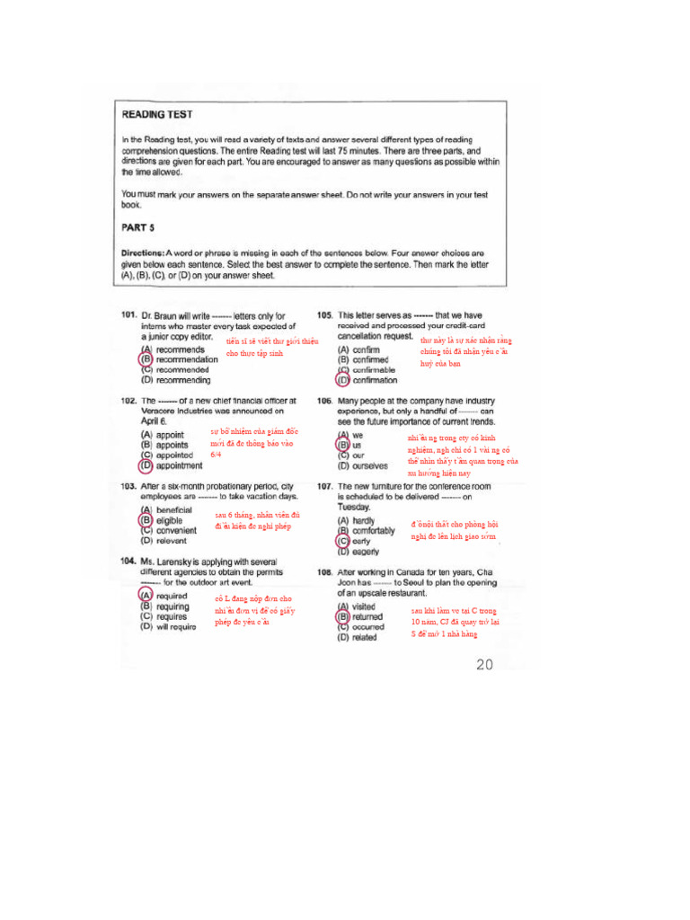 2018 Test 1 Part 5 | PDF