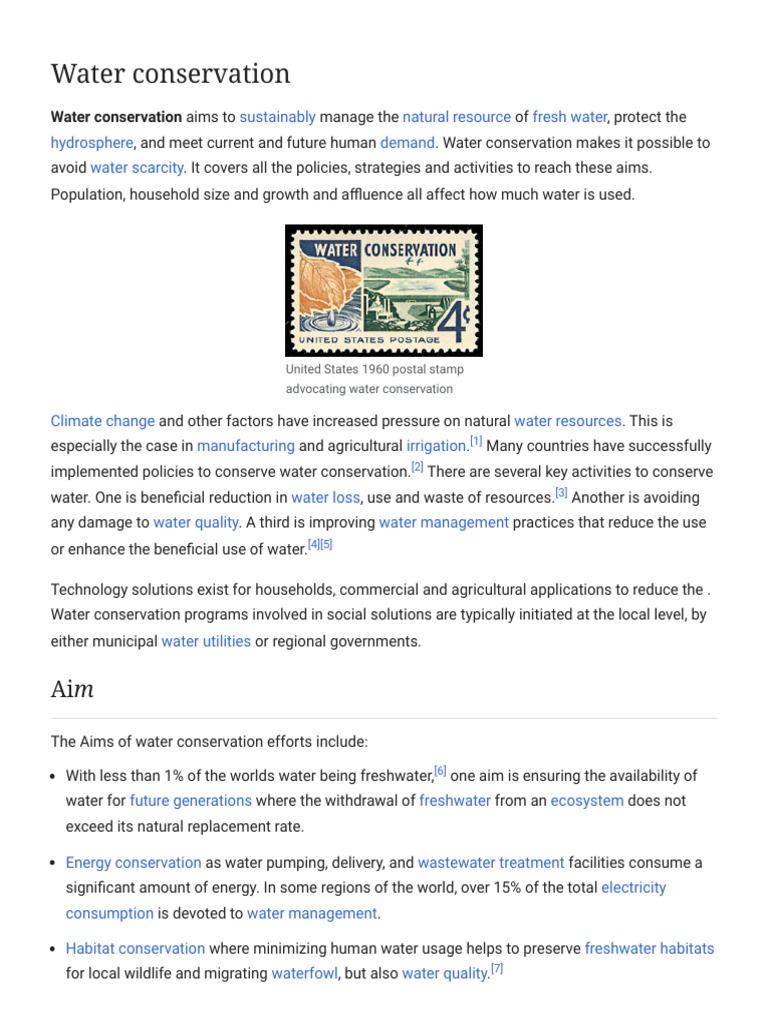Water Conservation - Wikipedia | PDF | Water Conservation | Groundwater