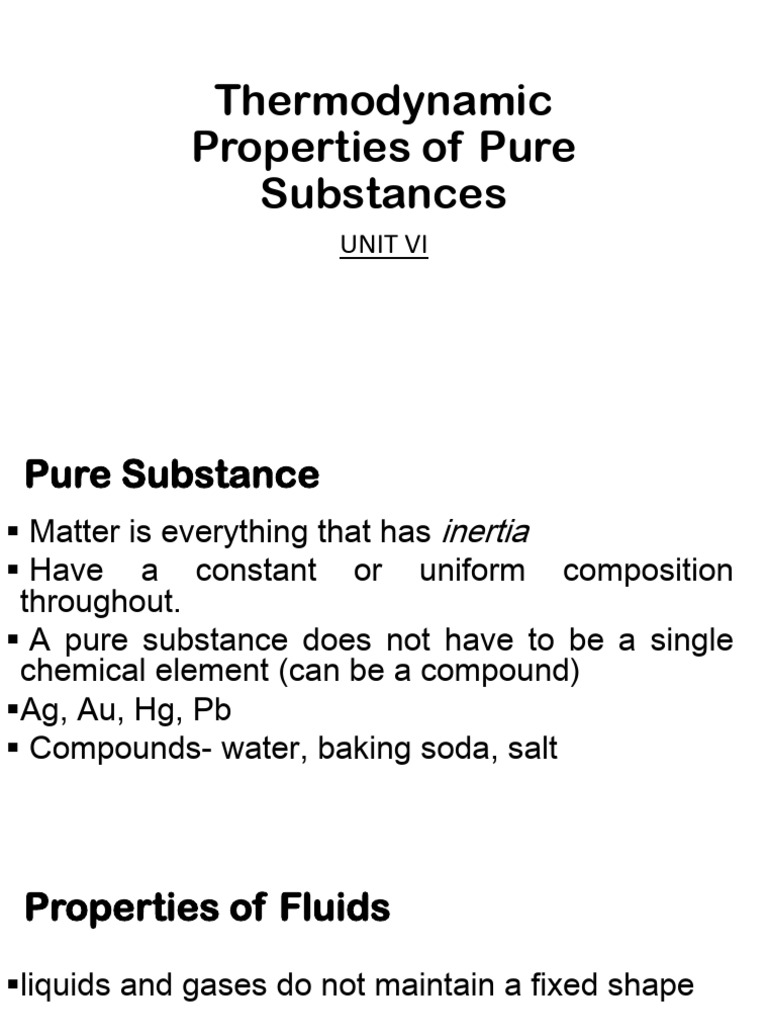 UNIT VI Thermodynamic Properties of Pure Substances Students' | PDF