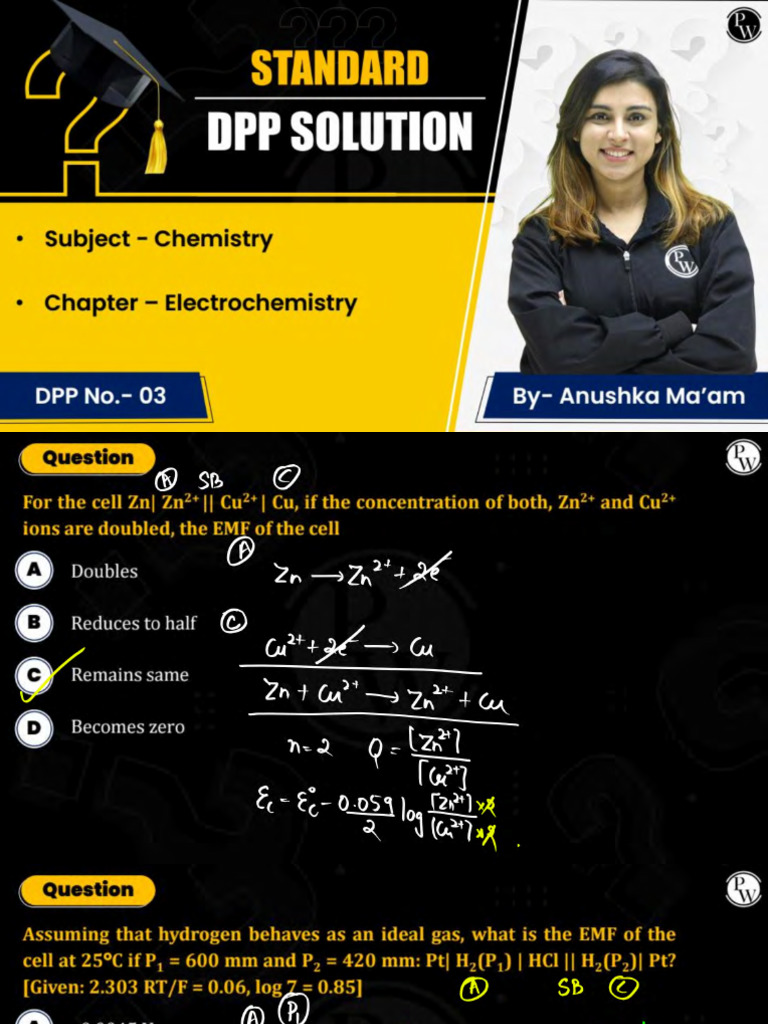 Electrochemistry - DPP 03 Solution Notes | PDF