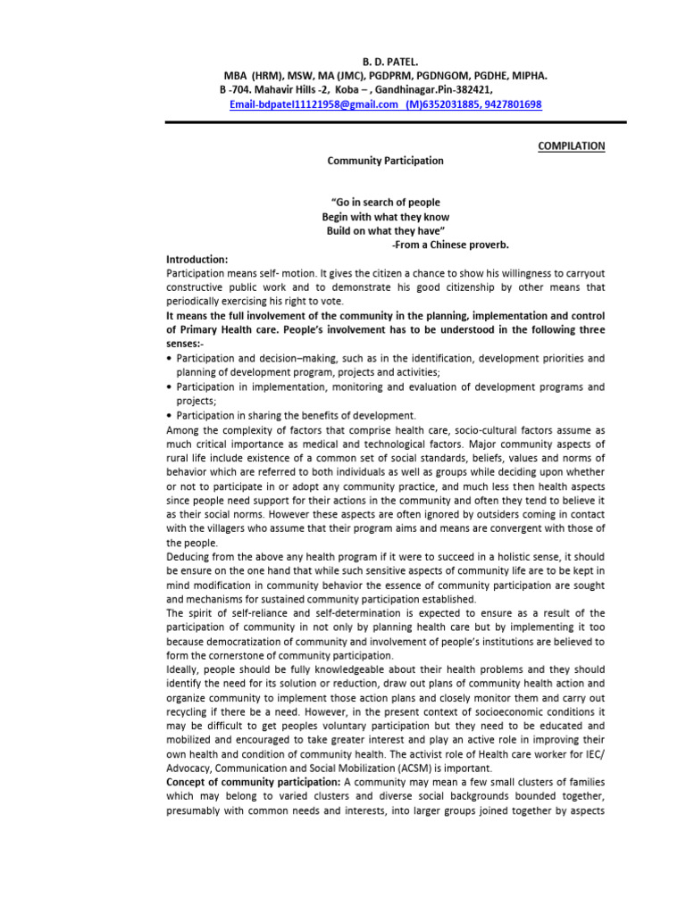 Community Participation Pdf Community Empowerment