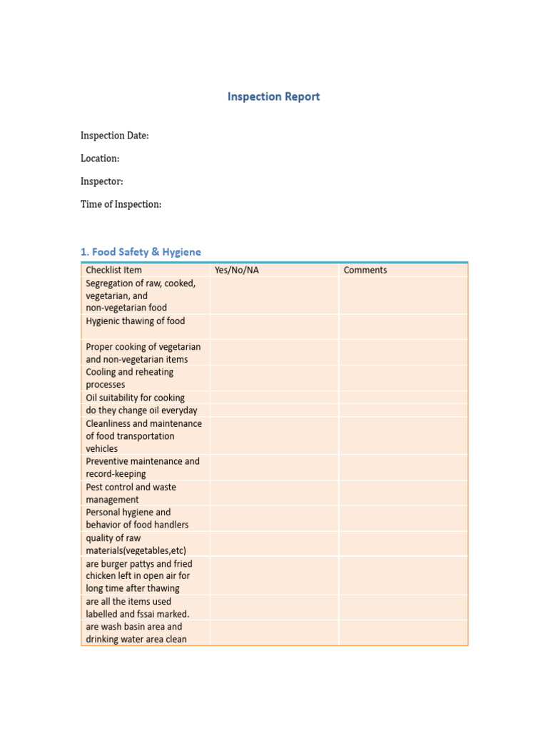Food Safety Inspection Report Summary | PDF