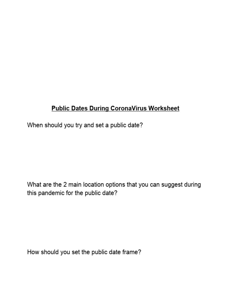 9.1 Public Dates During CoronaVirus Worksheet | PDF