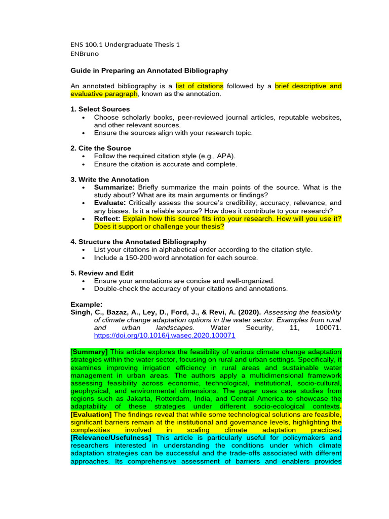 Annotated Bibliography Preparation Guide | PDF | Citation | Bibliography