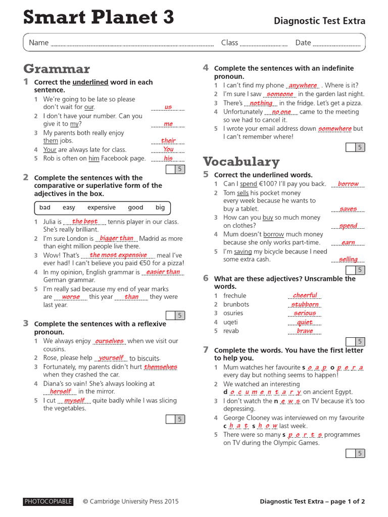 Diagnostic Test Extra With Answers | PDF