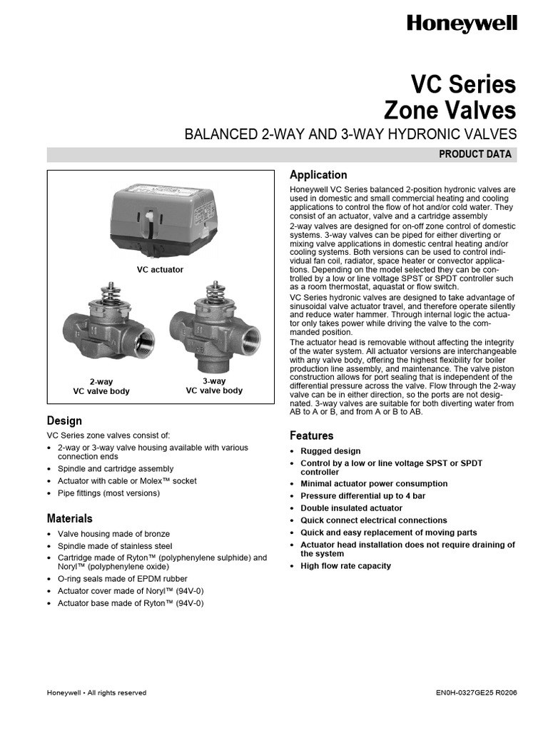Honeywell VC6013 | PDF | Valve | Switch