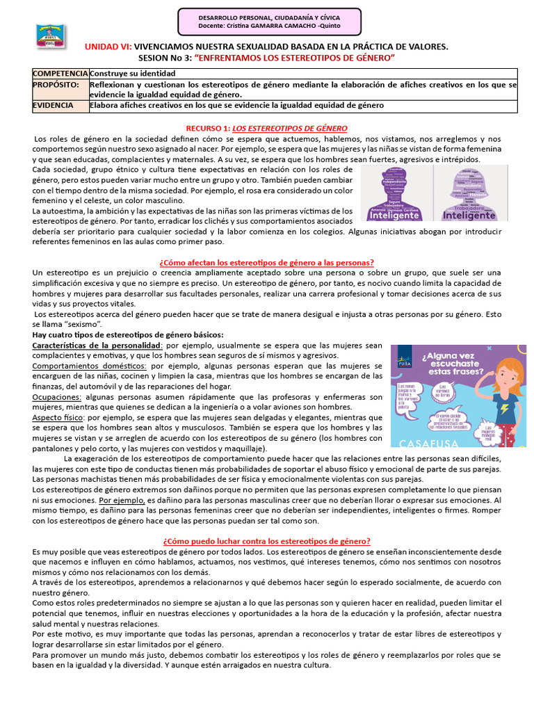 Rompiendo Estereotipos de Género | PDF | Estereotipos | Rol de género
