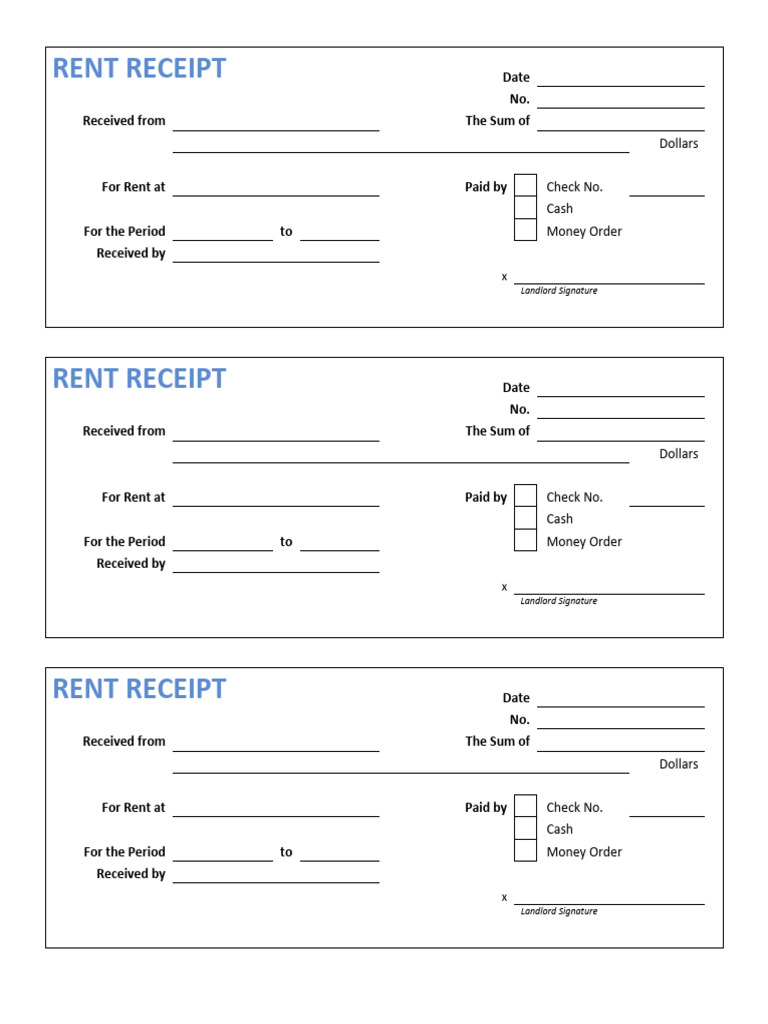 Rent Receipt Template for Landlords | PDF