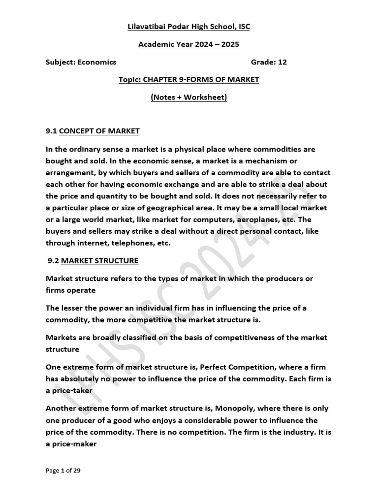 Forms Of Market Pdf Pdf Monopoly Market Power